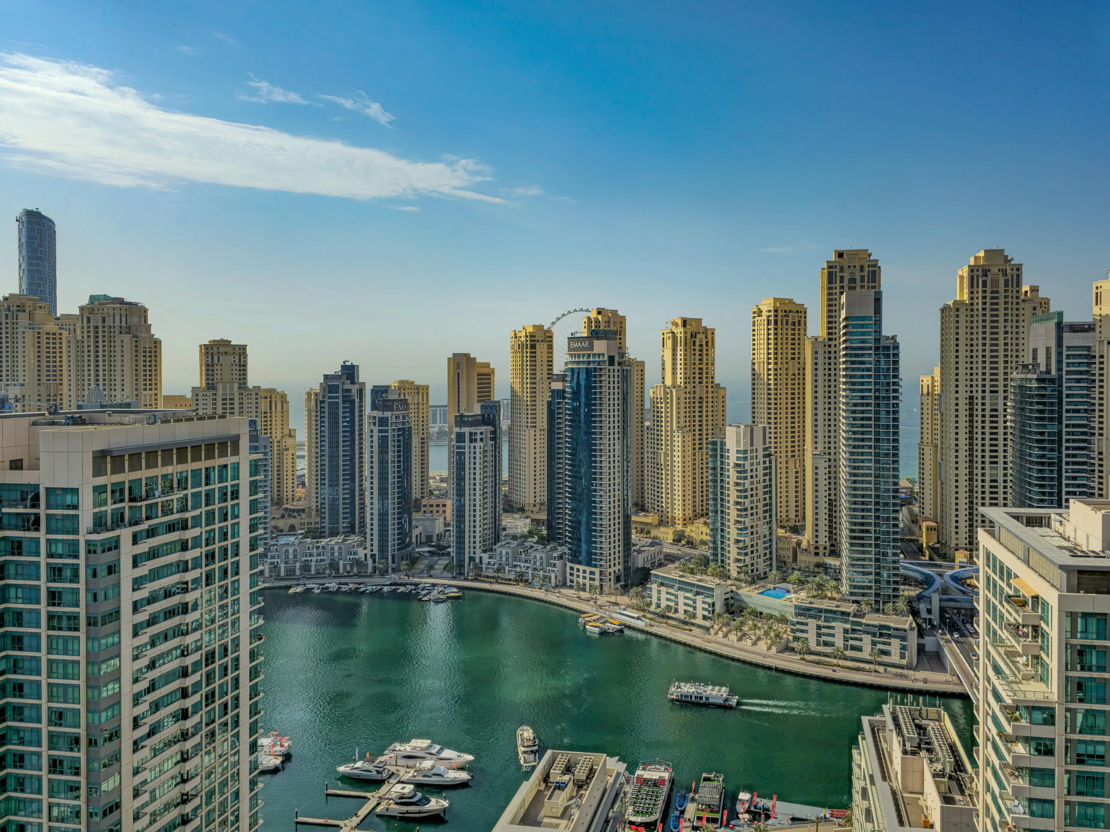 Aerial View Of Dubai Marina Skyline And Towers
