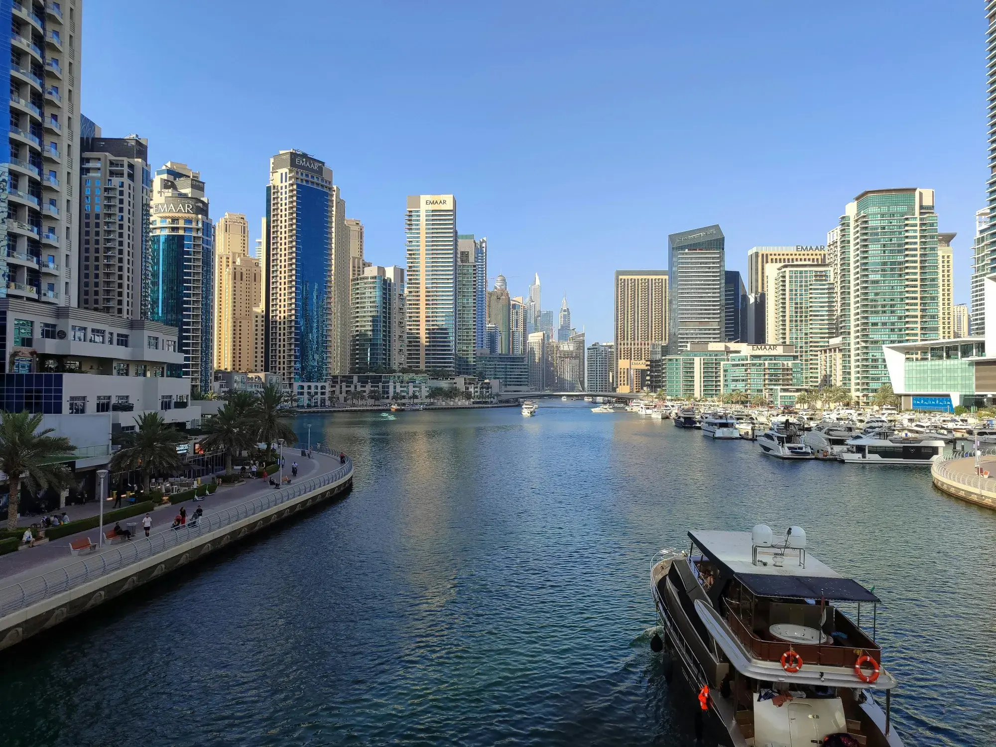 Stunning Dubai Marina Skyline With Yachts
